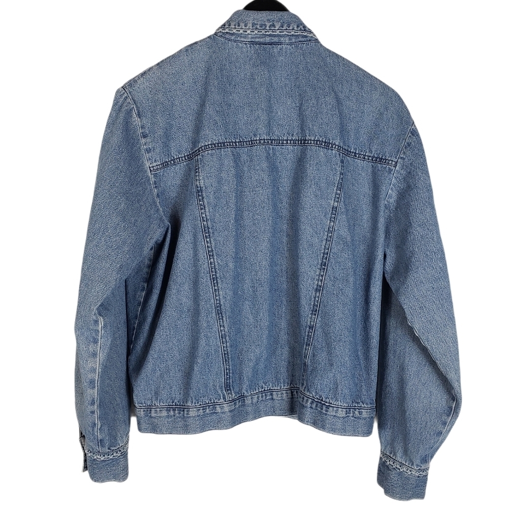 Vintage Saint Germain Blue Chambray Jacket Sz L ? Crotchet Button Up Jean Denim - Picture 4 of 12